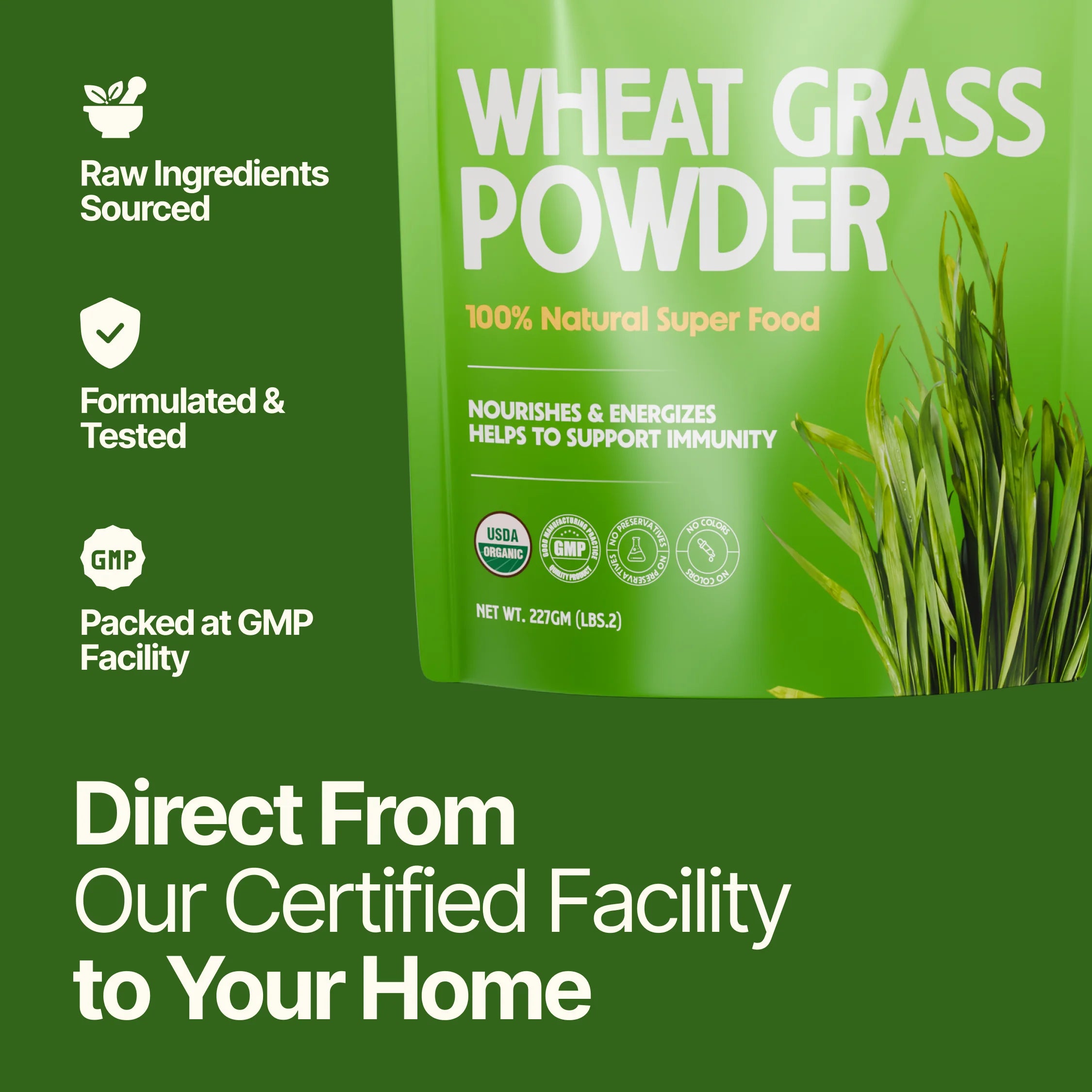 Organic wheatgrass powder